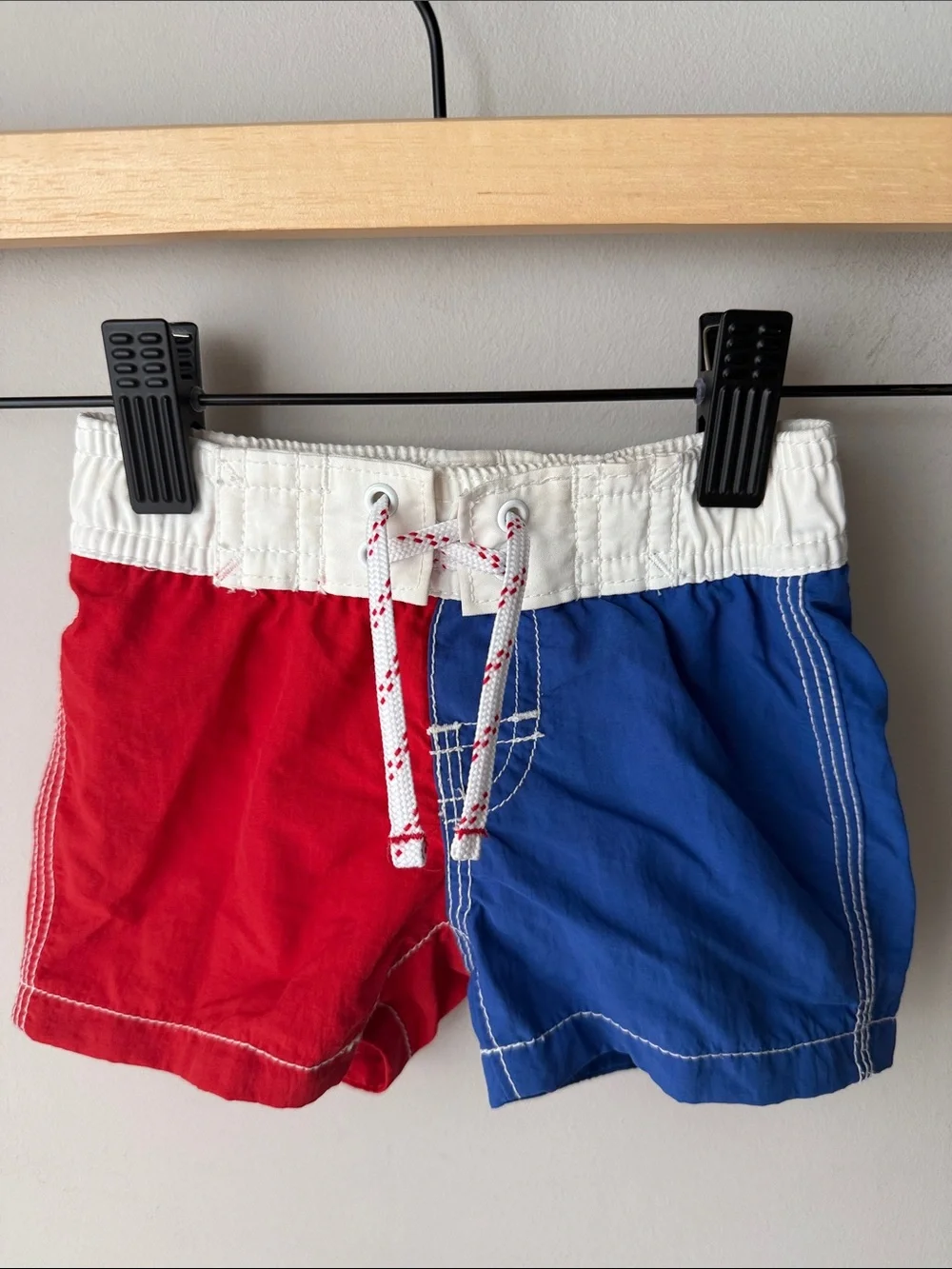 Baby Gap Infant Swim Trunks Red Blue Colorblock Board Shorts Size 0-6 Months